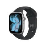 ساعت هوشمند اپل مدل Series 11 Aluminum Case Sport Band سایز 46 میلی‌متر بدنه نقره ای بند مشکی اردیبهشت