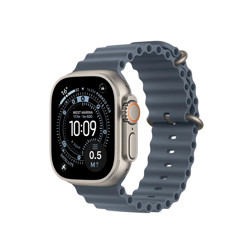 ساعت هوشمند اپل مدل Ultra 3 Ocean Band سایز 49 میلی‌متر بدنه تیتانیوم بند آبی اردیبهشت
